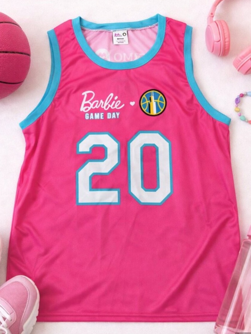 Barbie Pink & Aqua Game Day Basketball Jersey Tank Top